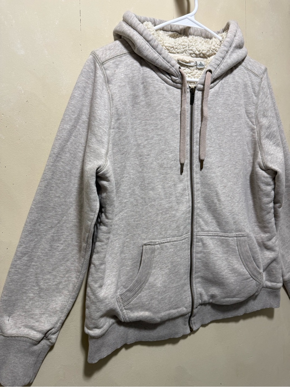 Vintage L.L. Bean Sherpa-Lined Zip Up Hoodie Jacket Women’s Sz M Gray - Picture 2 of 9